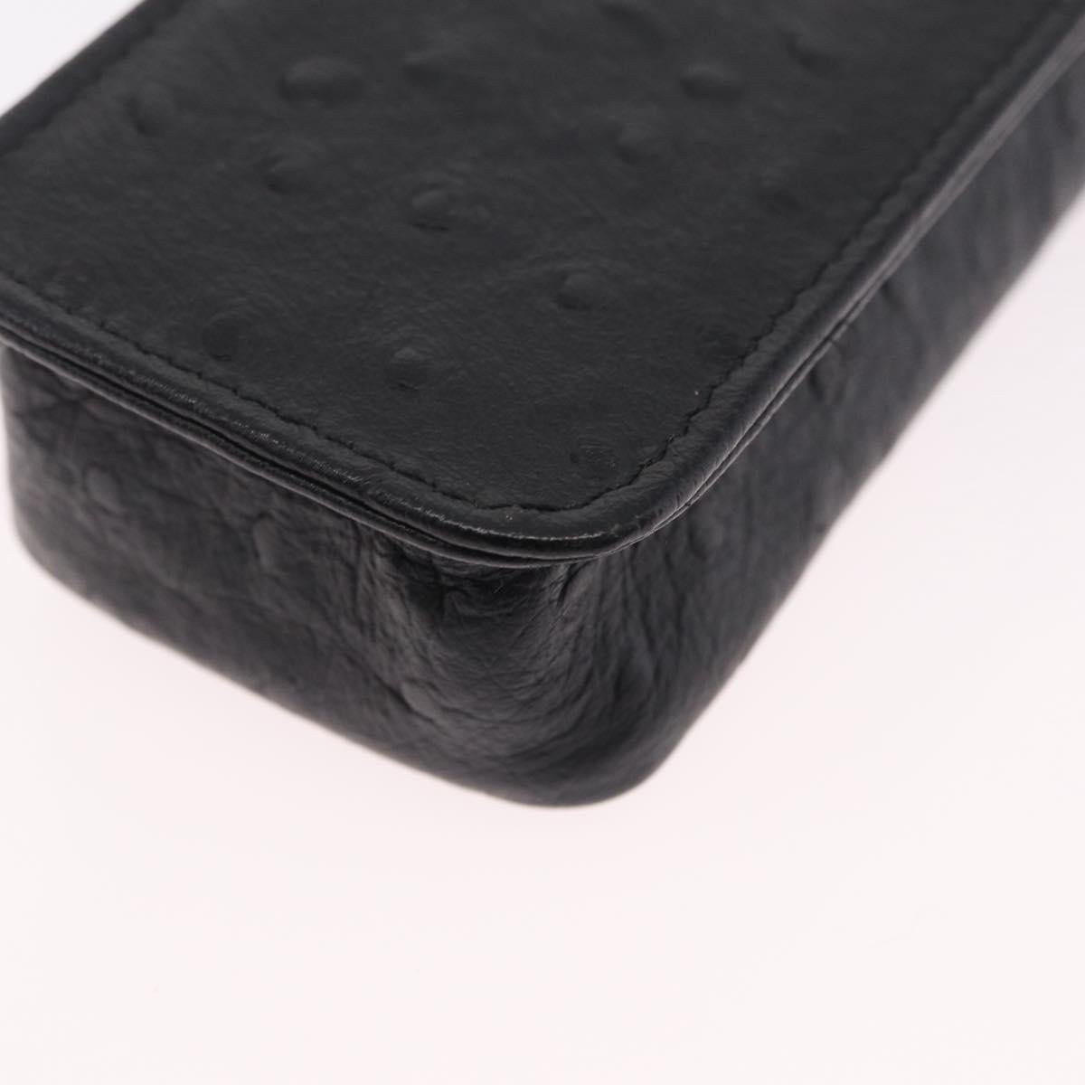 Gianni Versace Cigarette Case Leather Black Gold Auth ka6329