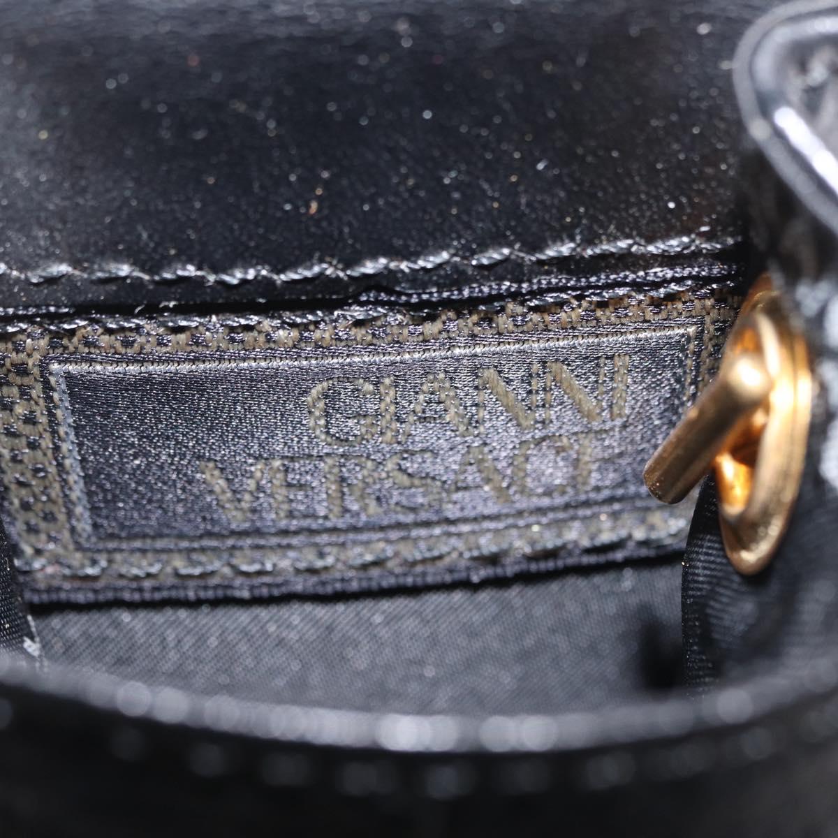 Gianni Versace Cigarette Case Leather Black Gold Auth ka6329