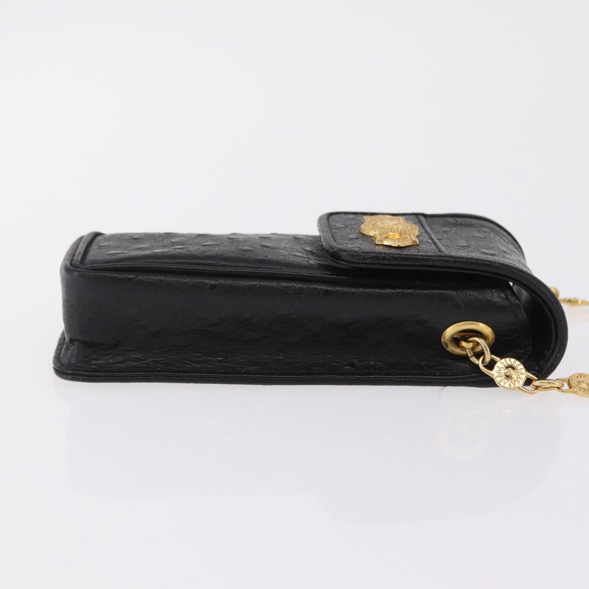 Gianni Versace Cigarette Case Leather Black Gold Auth ka6329
