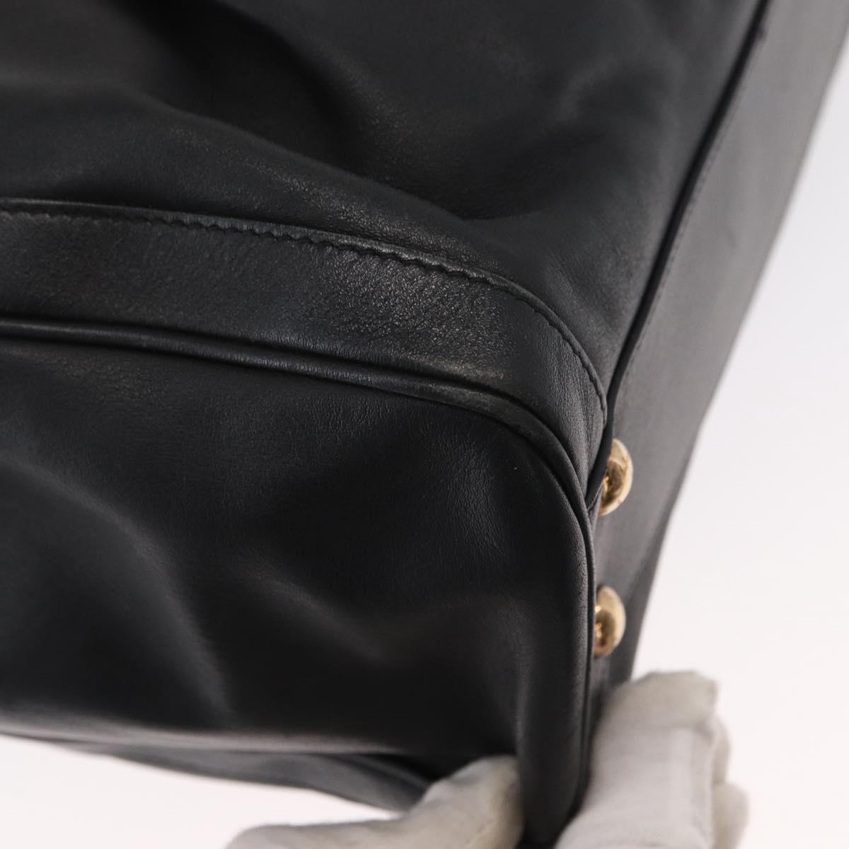 Salvatore Ferragamo Gancini Shoulder Bag Leather Black Gold Auth ka633