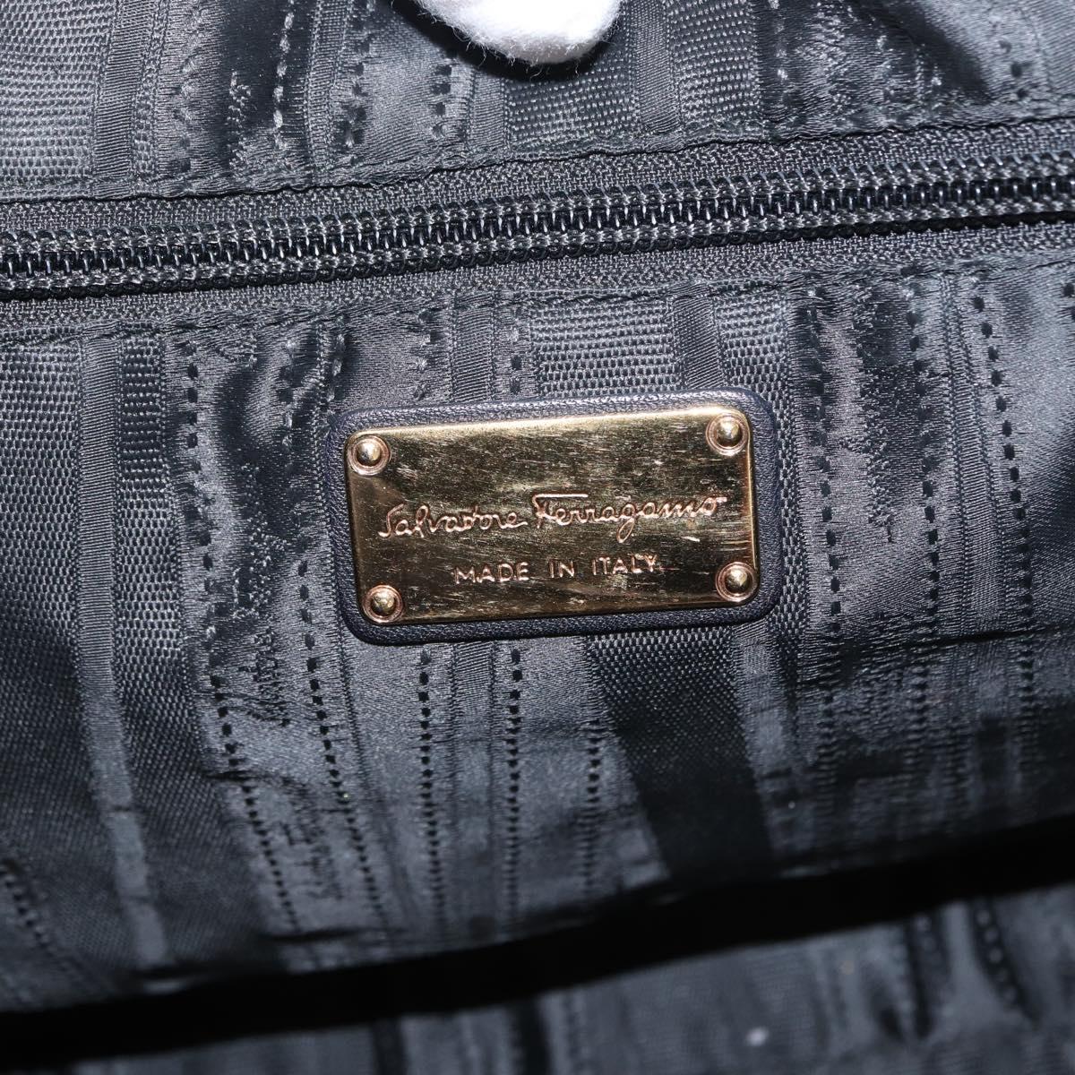 Salvatore Ferragamo Gancini Shoulder Bag Leather Black Gold Auth ka633