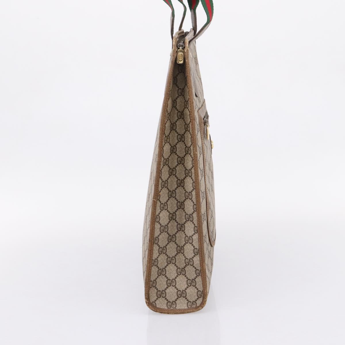 GUCCI GG Supreme Web Sherry Line Tote Bag PVC Beige Gold 89 02 092 Auth ka6331