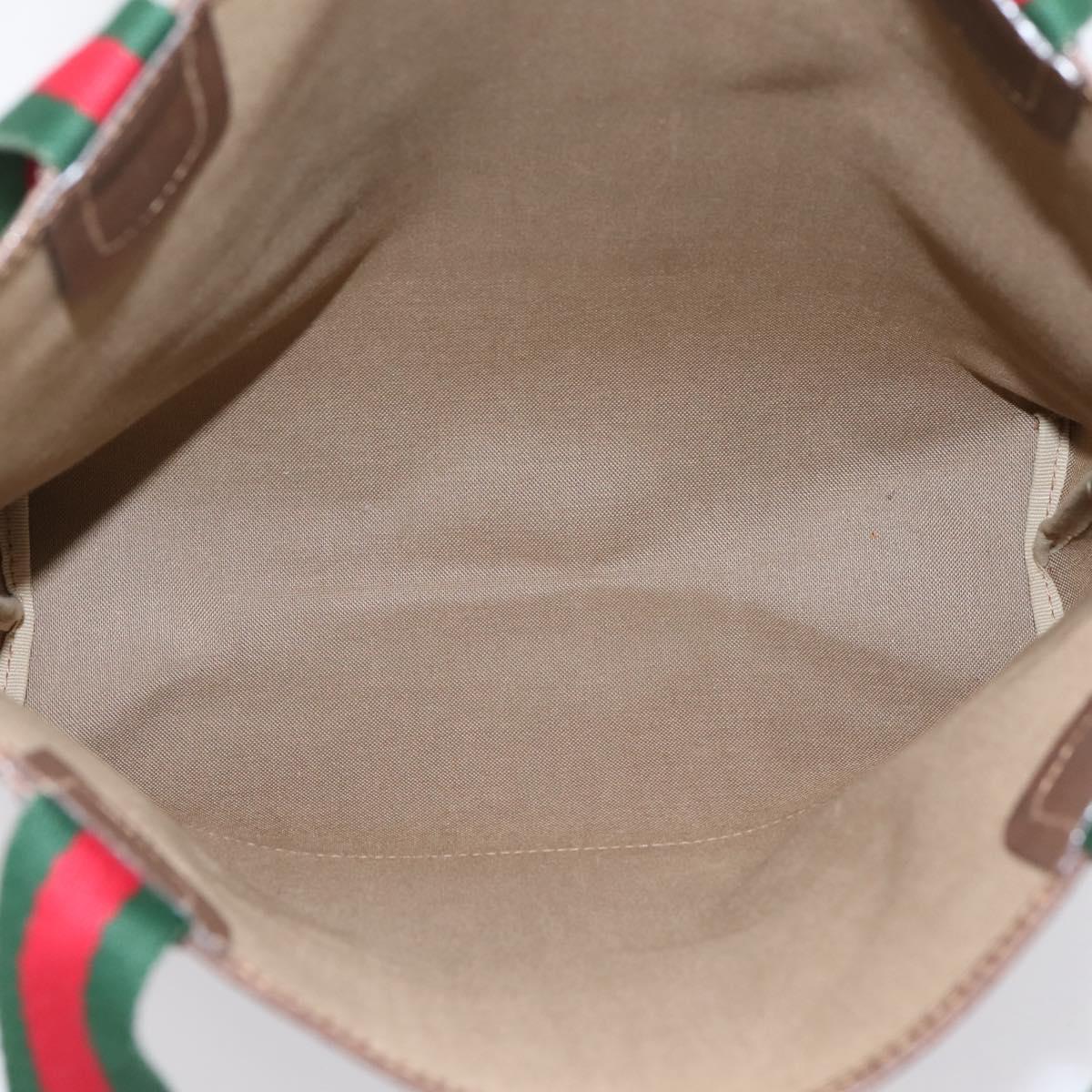 GUCCI GG Supreme Web Sherry Line Tote Bag PVC Beige Gold 002 58 6487 Auth ka6332