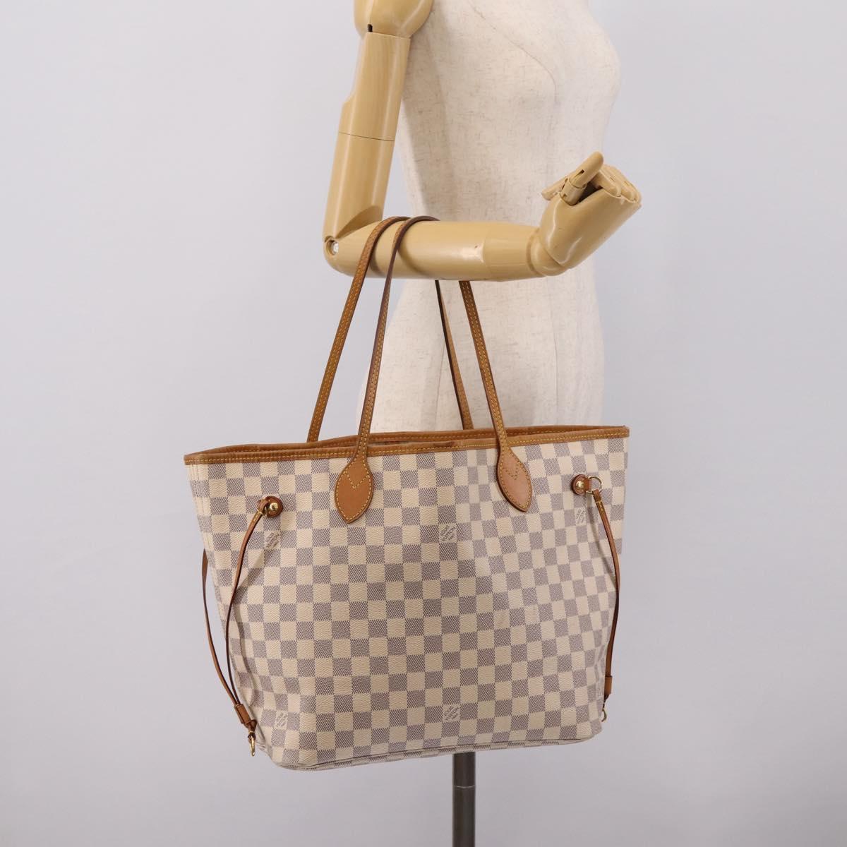 LOUIS VUITTON Damier Azur Neverfull MM Tote Bag N51107 LV Auth ka6333