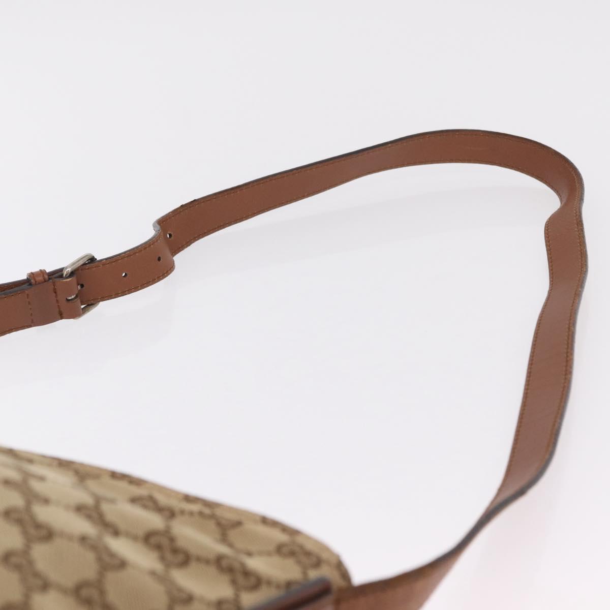 GUCCI GG Canvas Web Sherry Line Shoulder Bag Beige Silver 308930 Auth ka6334