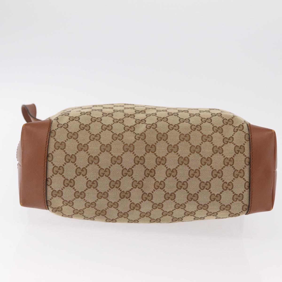 GUCCI GG Canvas Web Sherry Line Shoulder Bag Beige Silver 308930 Auth ka6334