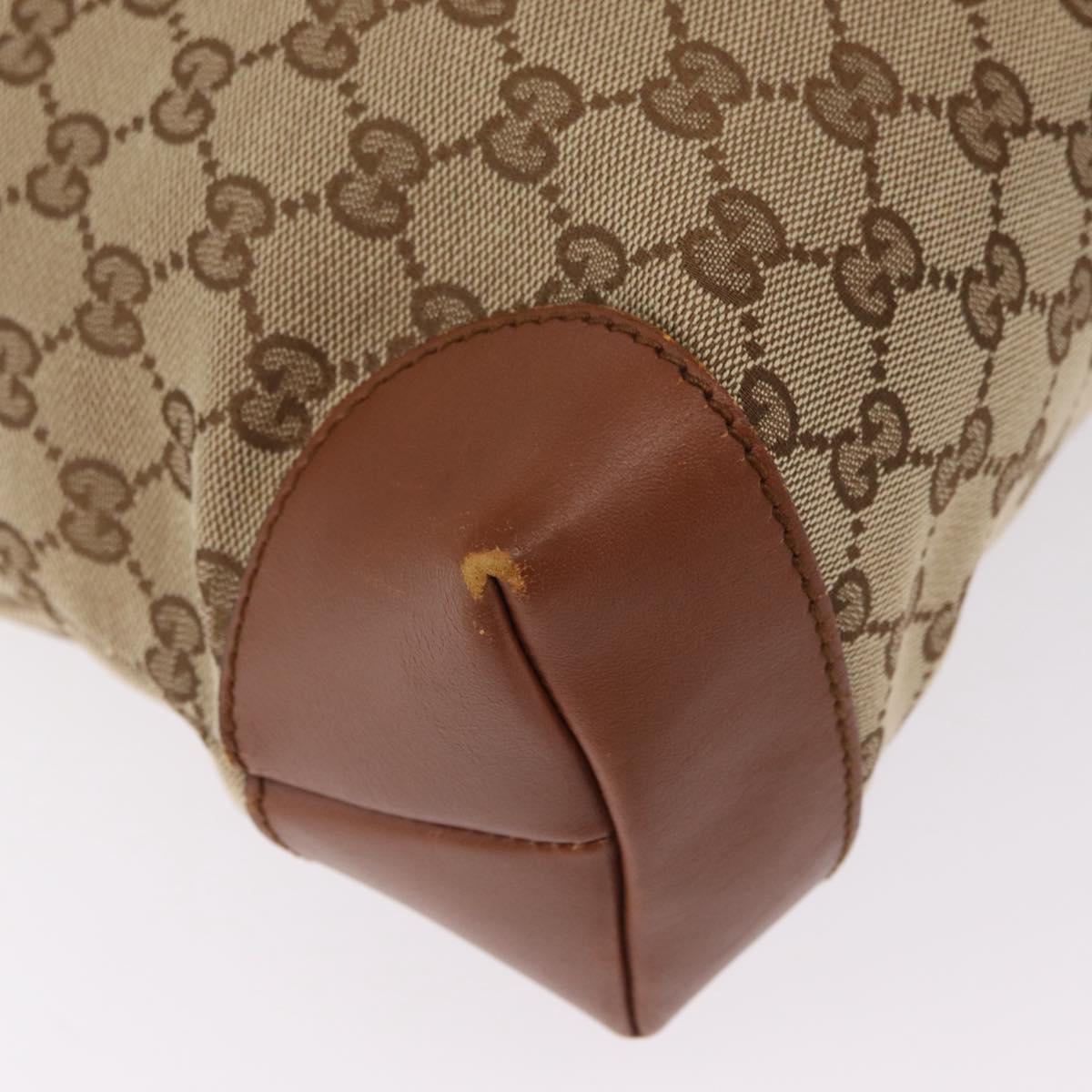 GUCCI GG Canvas Web Sherry Line Shoulder Bag Beige Silver 308930 Auth ka6334