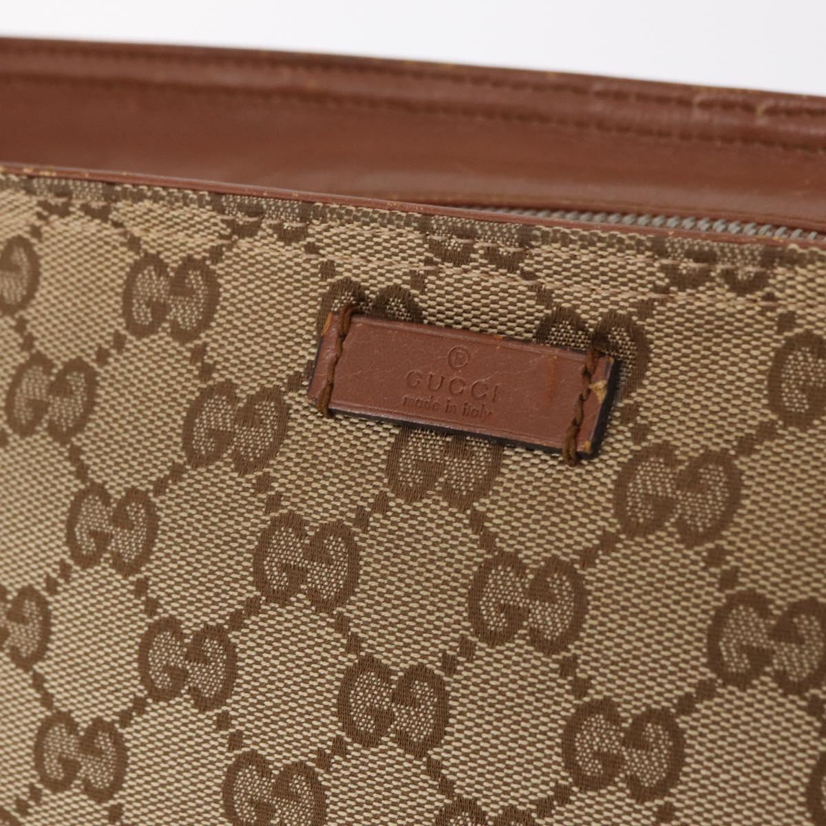 GUCCI GG Canvas Web Sherry Line Shoulder Bag Beige Silver 308930 Auth ka6334