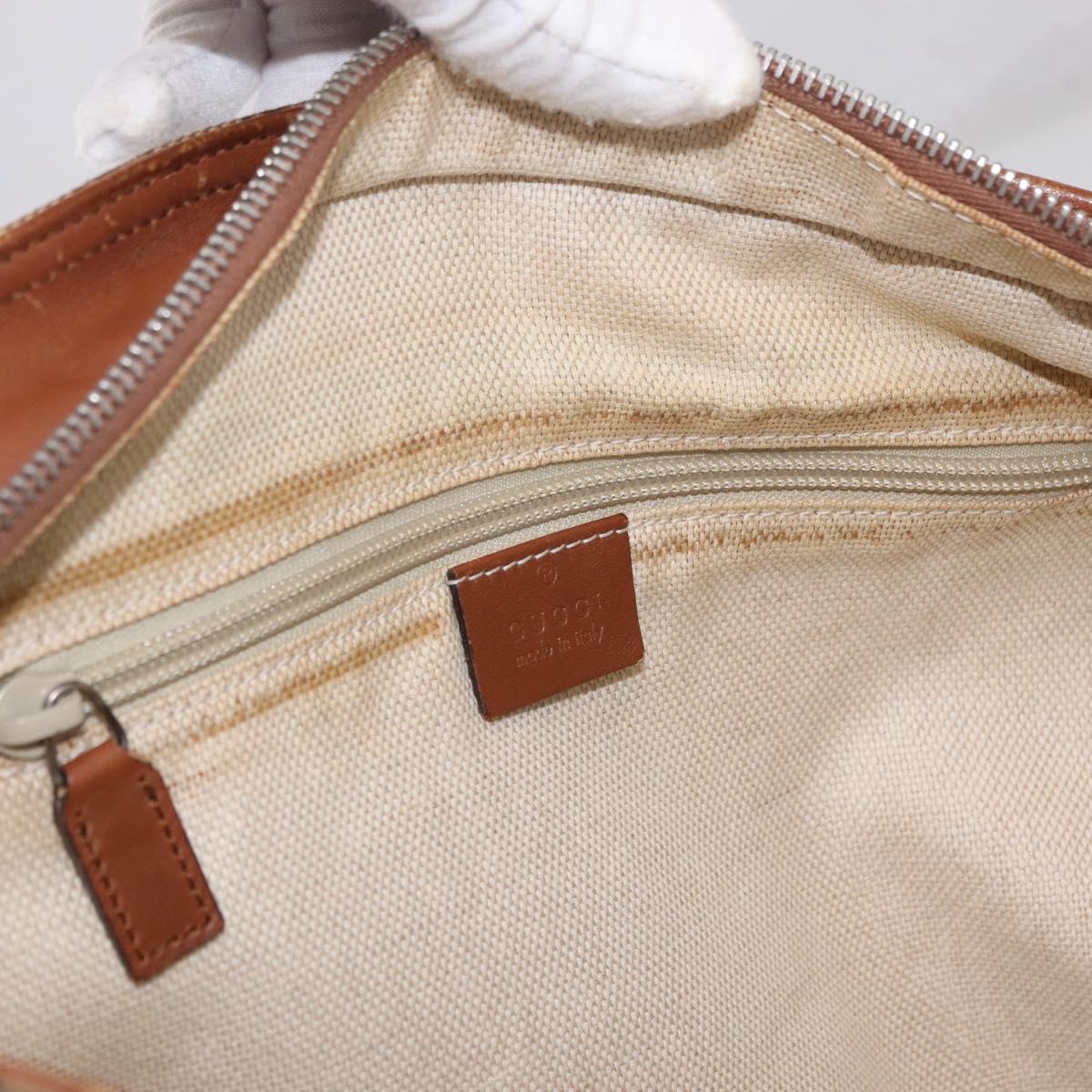 GUCCI GG Canvas Web Sherry Line Shoulder Bag Beige Silver 308930 Auth ka6334