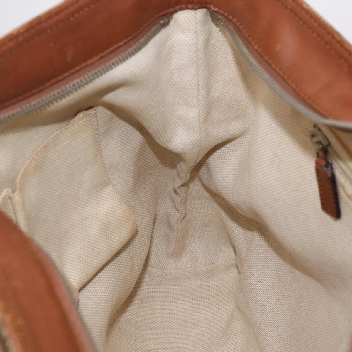 GUCCI GG Canvas Web Sherry Line Shoulder Bag Beige Silver 308930 Auth ka6334