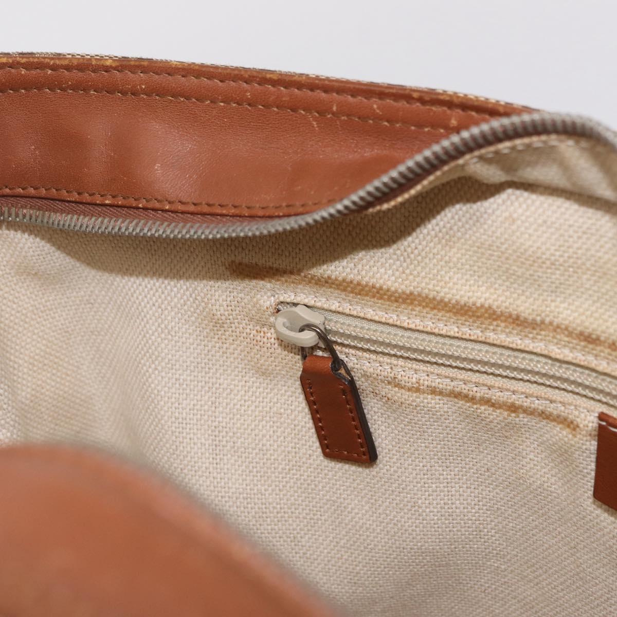 GUCCI GG Canvas Web Sherry Line Shoulder Bag Beige Silver 308930 Auth ka6334