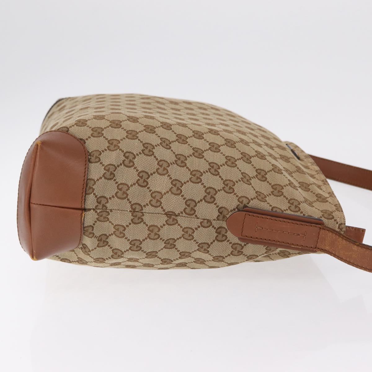 GUCCI GG Canvas Web Sherry Line Shoulder Bag Beige Silver 308930 Auth ka6334