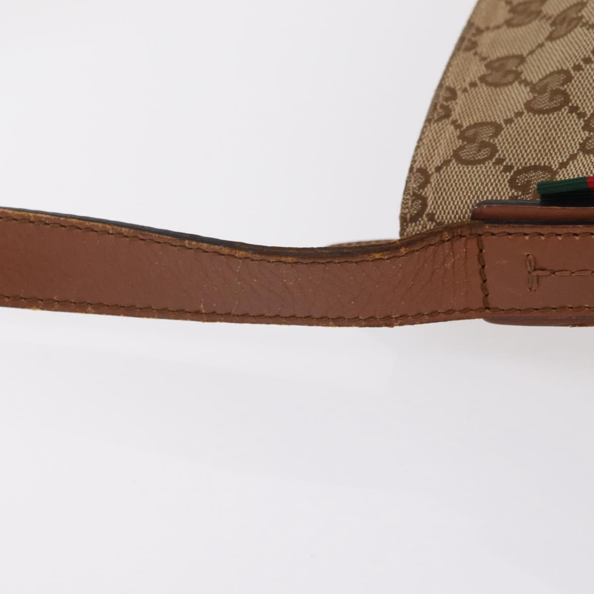 GUCCI GG Canvas Web Sherry Line Shoulder Bag Beige Silver 308930 Auth ka6334