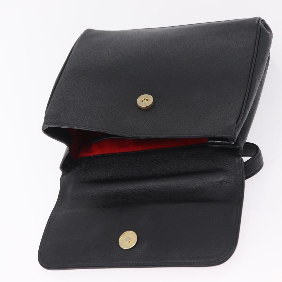 CELINE Hand Bag Leather Black Gold Auth ka6337