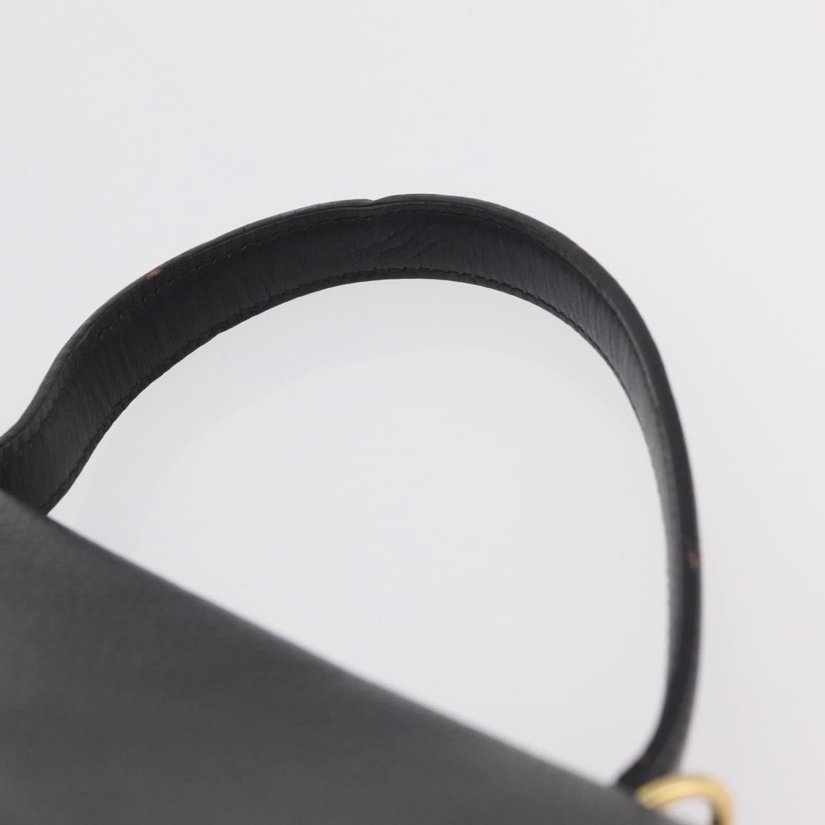 CELINE Hand Bag Leather Black Gold Auth ka6337