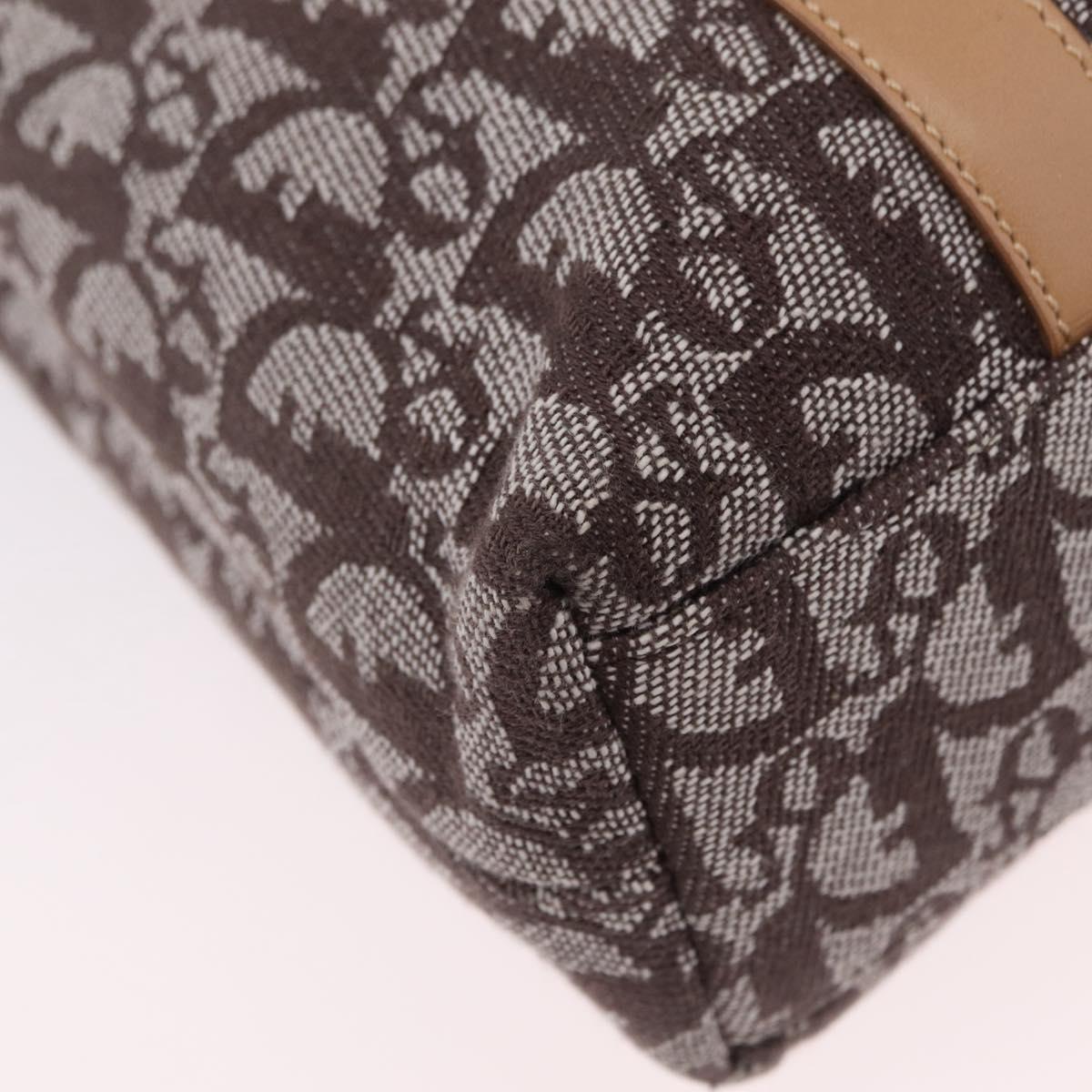 Christian Dior Trotter Canvas Hand Bag Brown Gold Auth ka6338V