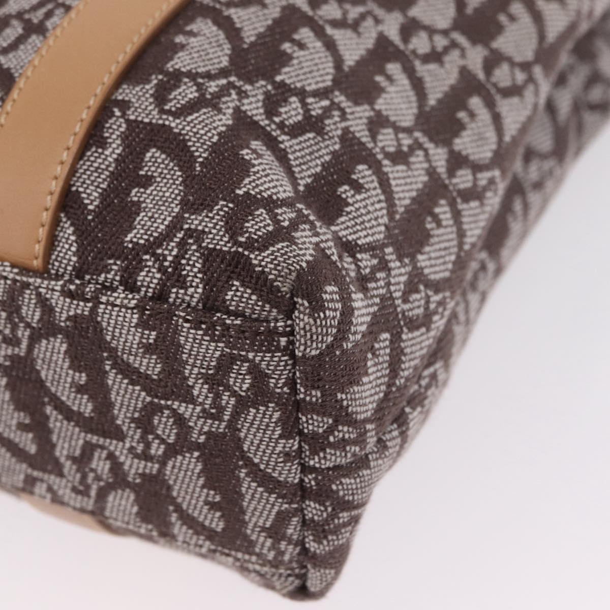 Christian Dior Trotter Canvas Hand Bag Brown Gold Auth ka6338V