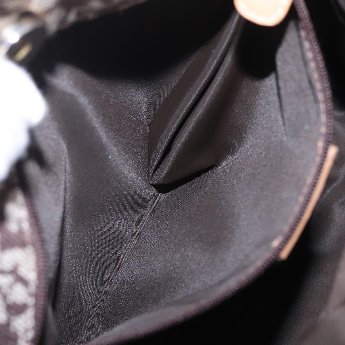 Christian Dior Trotter Canvas Hand Bag Brown Gold Auth ka6338V