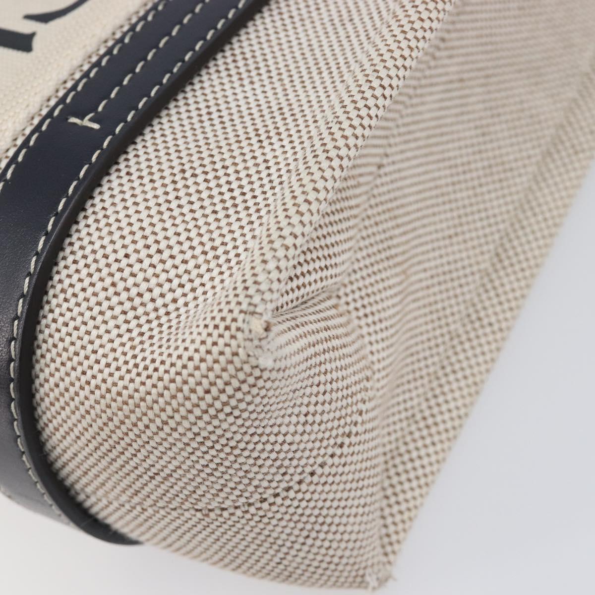Chloe Woody Hand Bag Canvas 2way White Gold Auth ka6339