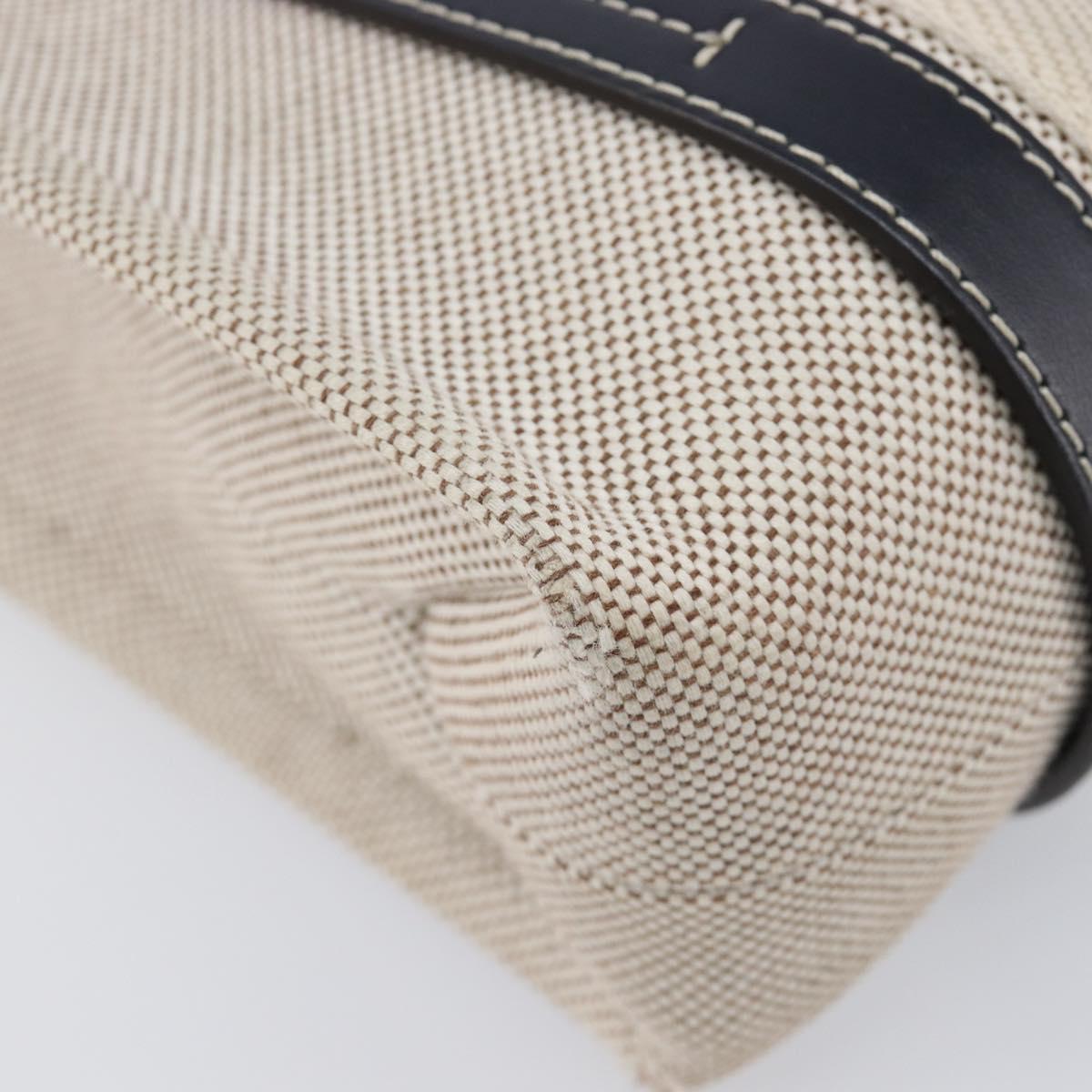 Chloe Woody Hand Bag Canvas 2way White Gold Auth ka6339