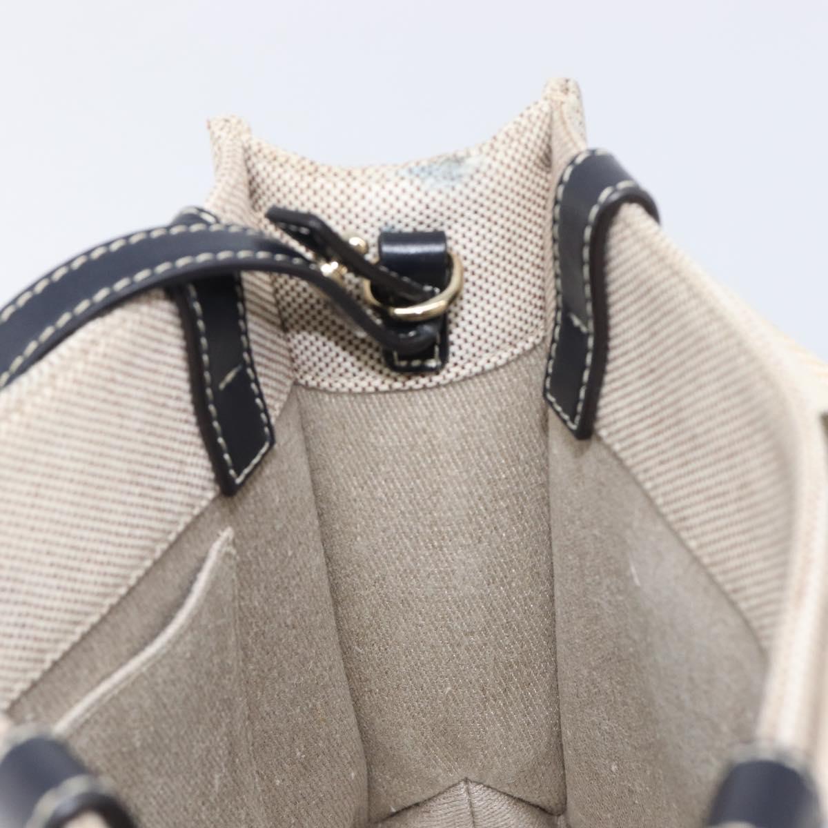 Chloe Woody Hand Bag Canvas 2way White Gold Auth ka6339