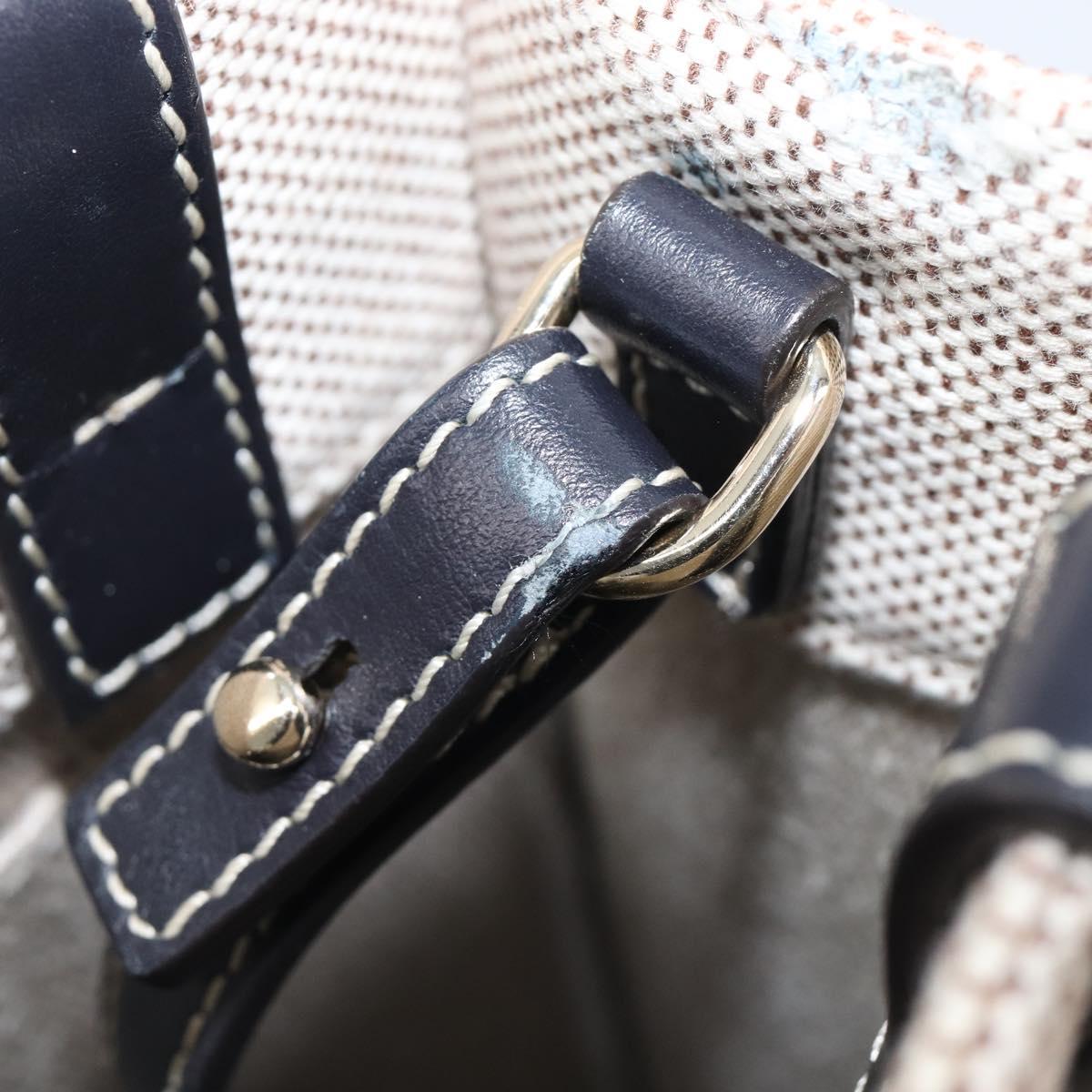 Chloe Woody Hand Bag Canvas 2way White Gold Auth ka6339