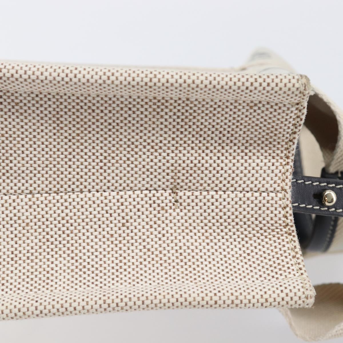 Chloe Woody Hand Bag Canvas 2way White Gold Auth ka6339