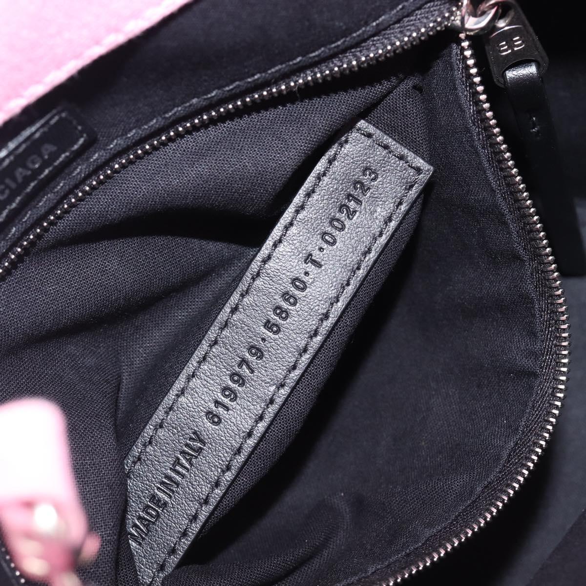 BALENCIAGA Wave XS Hand Bag Canvas 2way Pink Silver 619979 Auth ka6340V