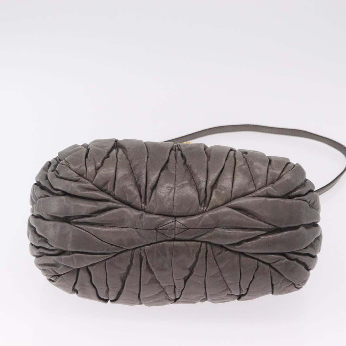 Miu Miu Matelasse Hand Bag Leather 2way Gray Gold Auth ka6343A