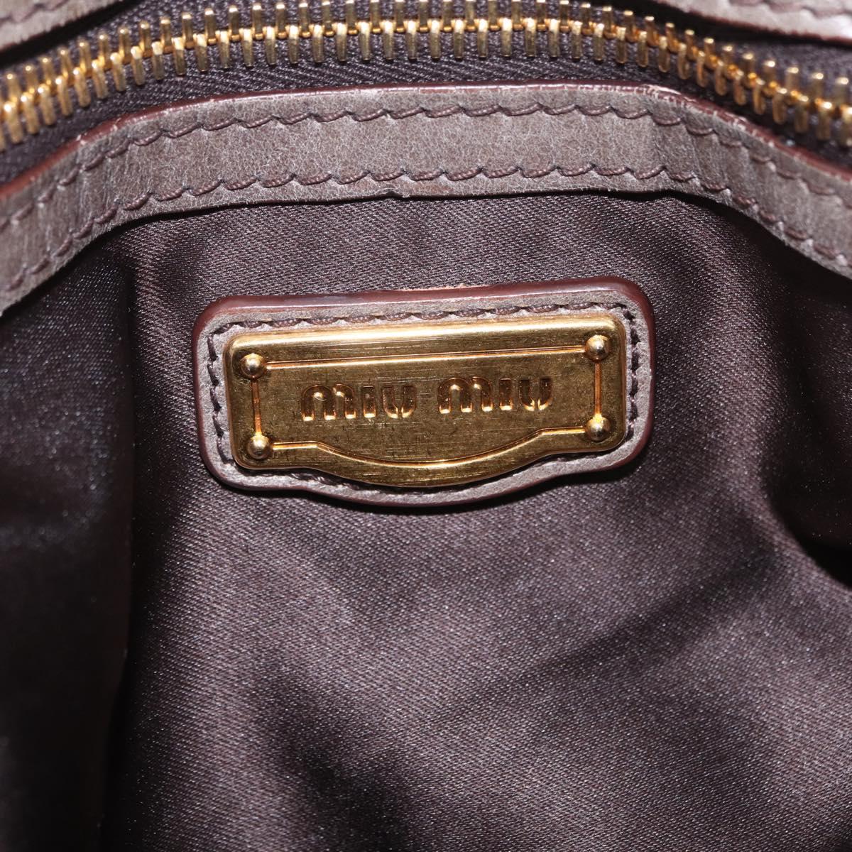 Miu Miu Matelasse Hand Bag Leather 2way Gray Gold Auth ka6343A