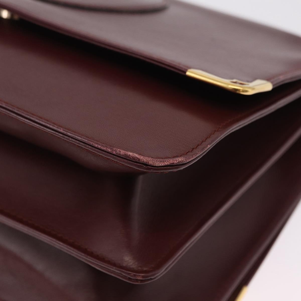 CARTIER Must Line Shoulder Bag Leather Bordeaux Gold Auth ka6344