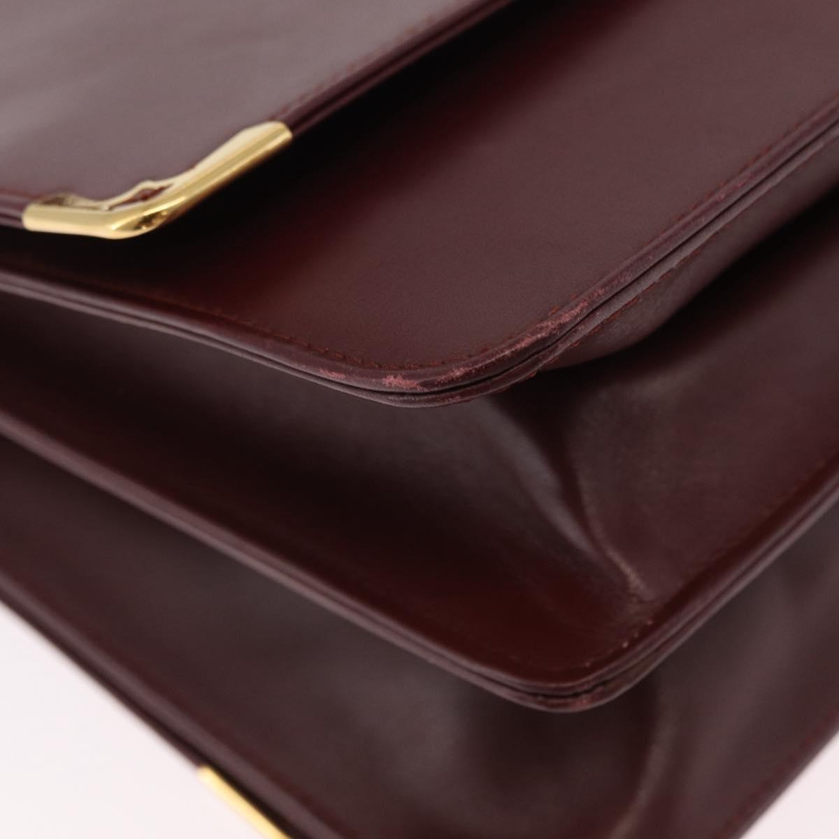CARTIER Must Line Shoulder Bag Leather Bordeaux Gold Auth ka6344