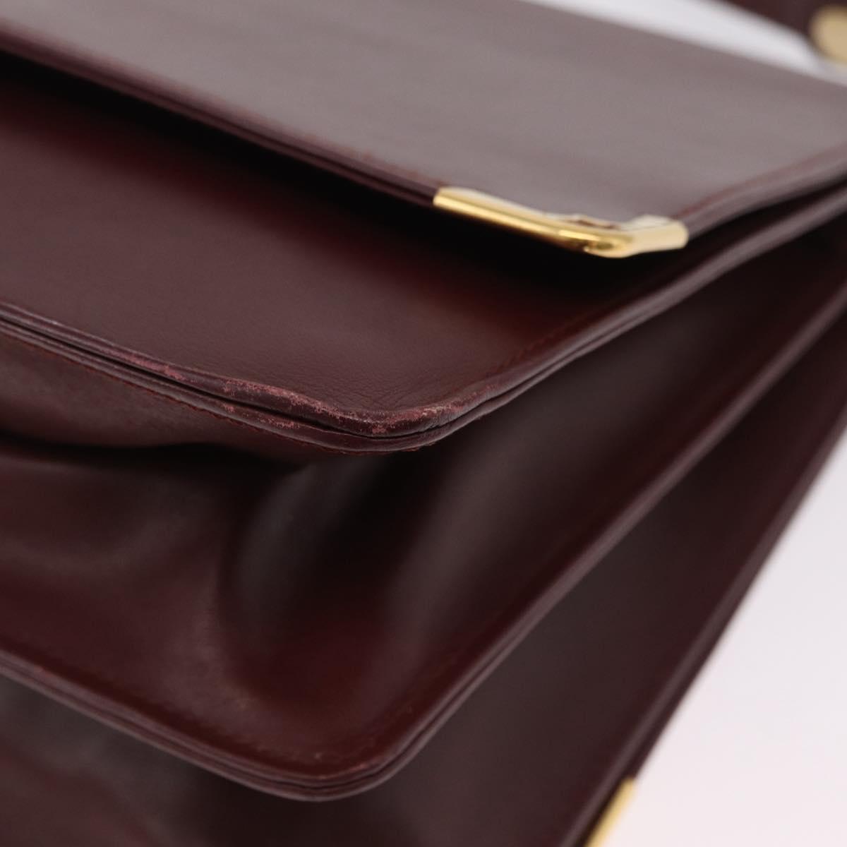 CARTIER Must Line Shoulder Bag Leather Bordeaux Gold Auth ka6344