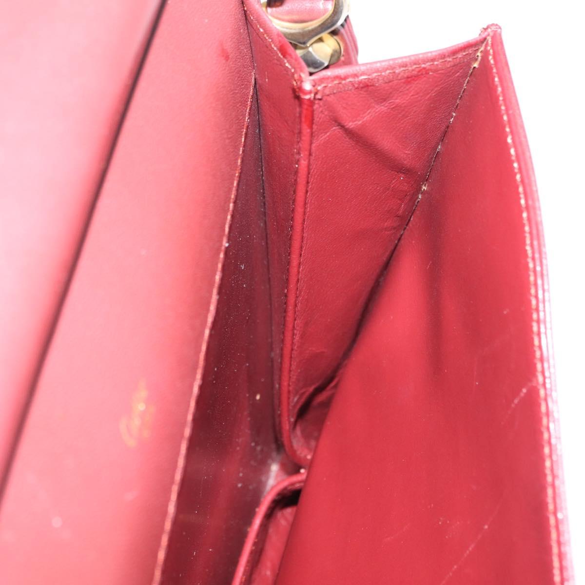 CARTIER Must Line Shoulder Bag Leather Bordeaux Gold Auth ka6344