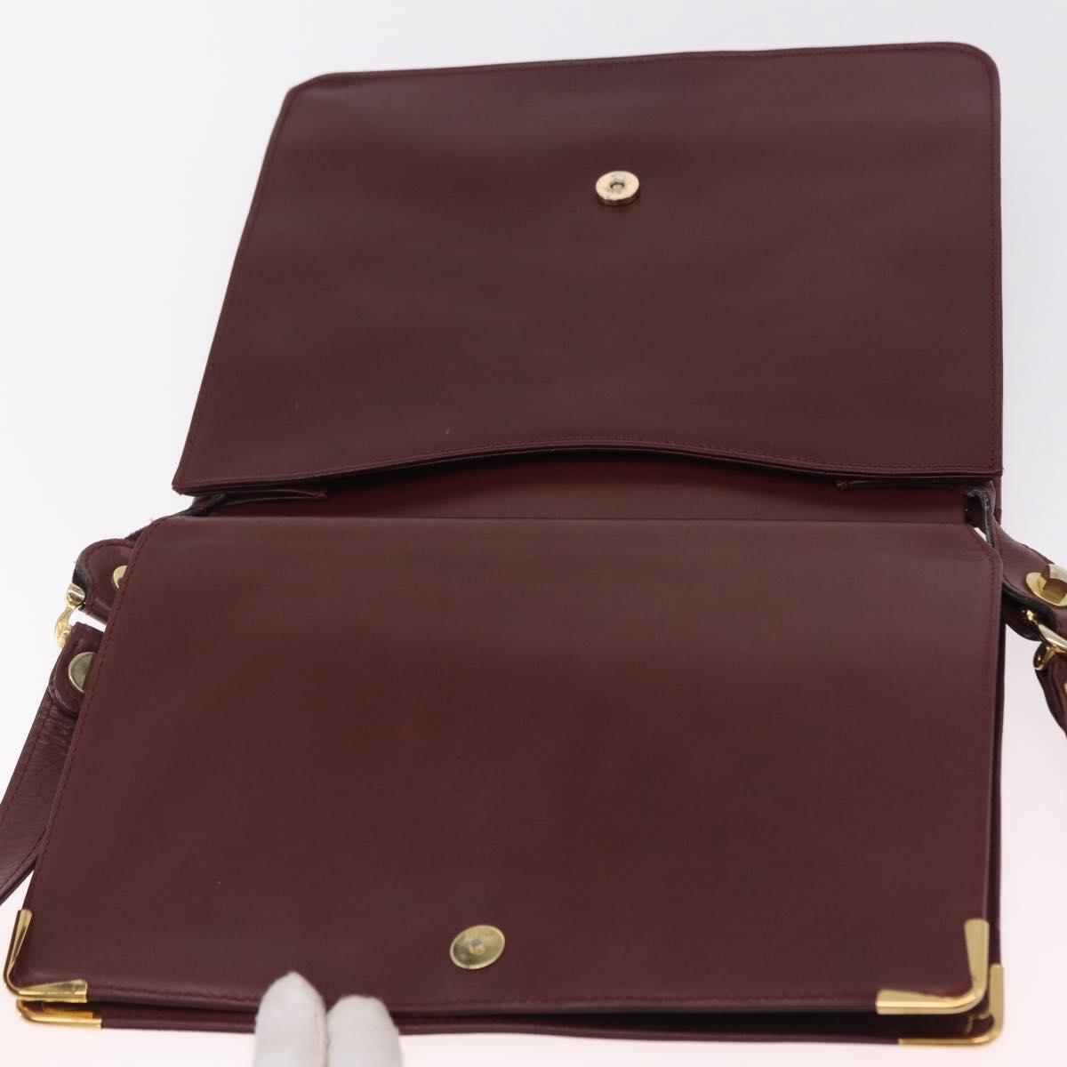 CARTIER Must Line Shoulder Bag Leather Bordeaux Gold Auth ka6344