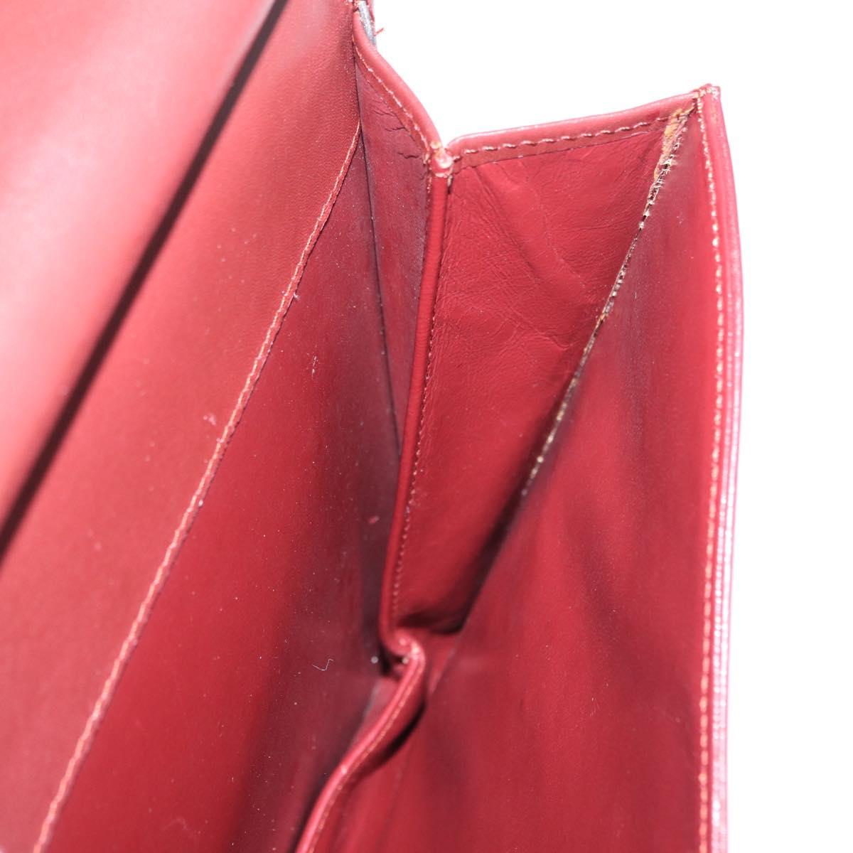 CARTIER Must Line Shoulder Bag Leather Bordeaux Gold Auth ka6344