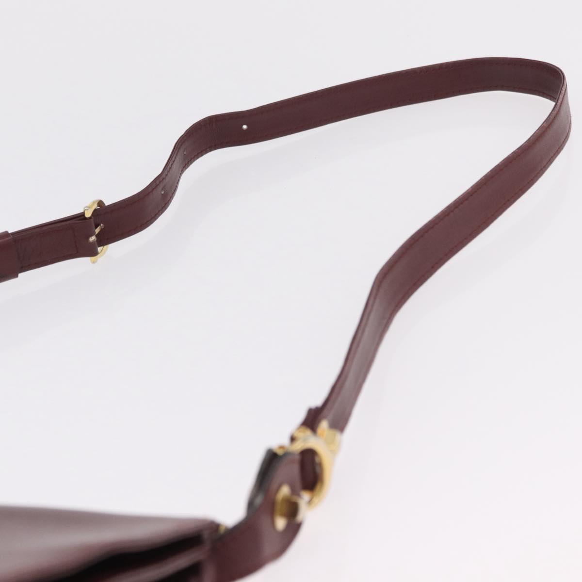 CARTIER Must Line Shoulder Bag Leather Bordeaux Gold Auth ka6344