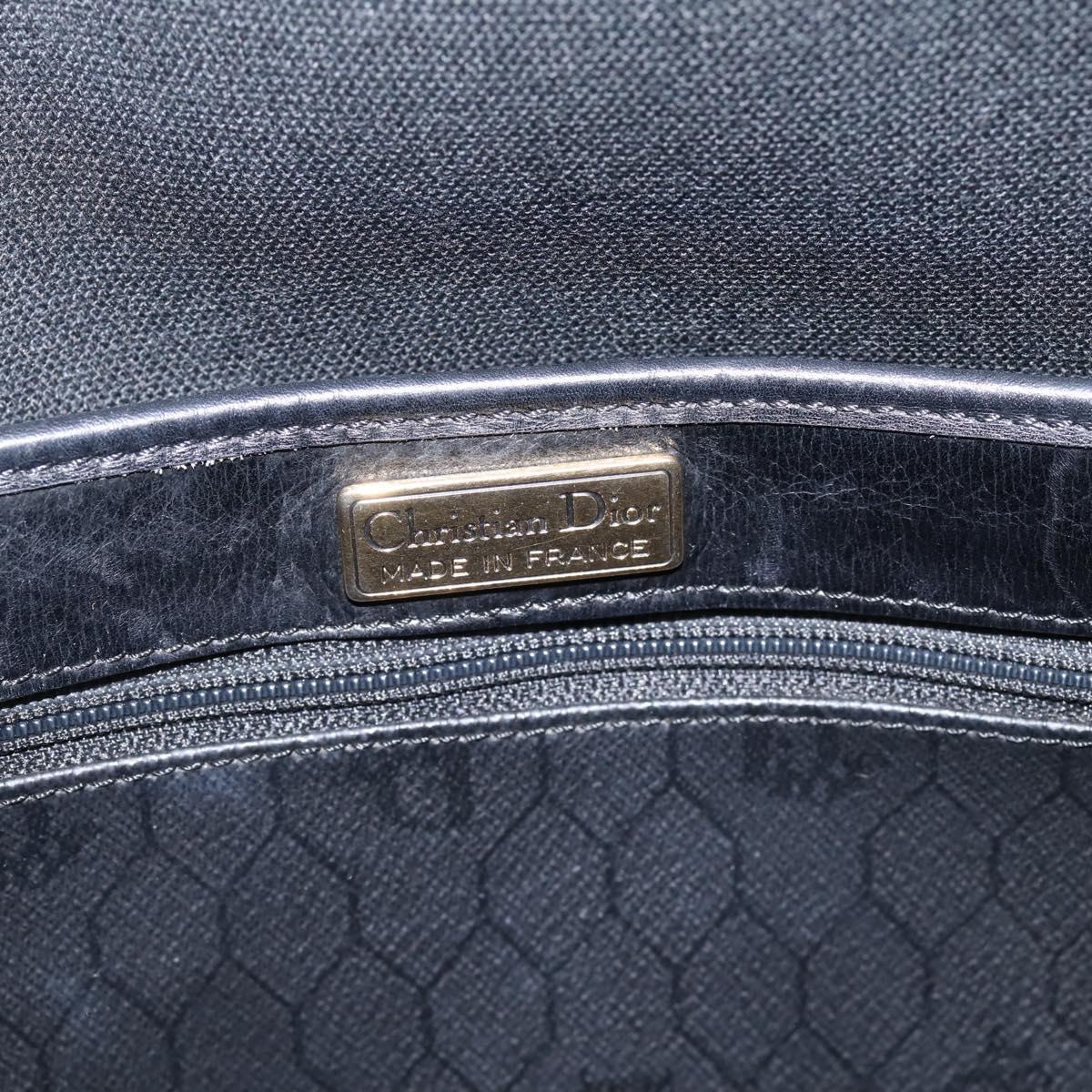 Christian Dior Honeycomb Canvas Shoulder Bag PVC Black Gold Auth ka6345