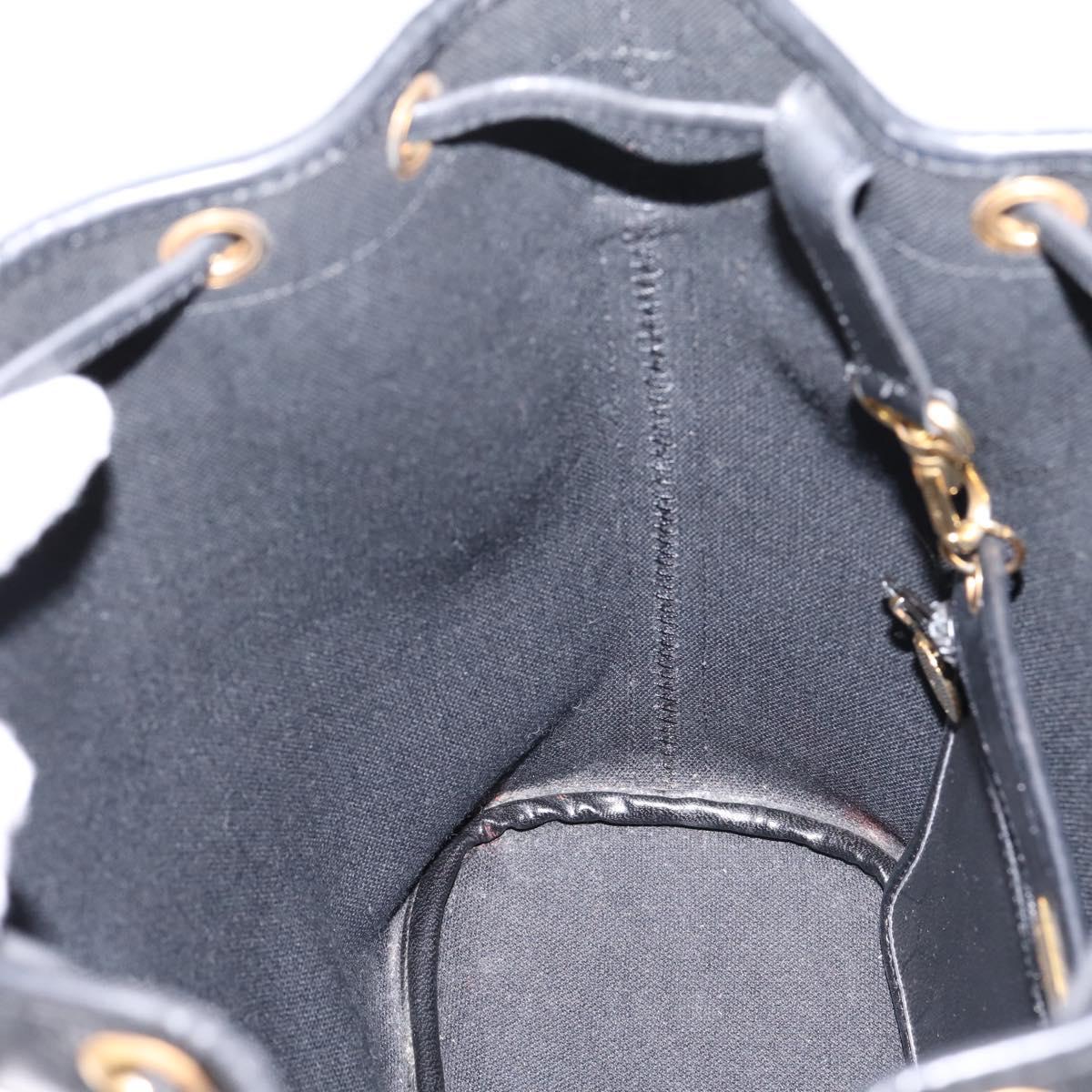 Christian Dior Honeycomb Canvas Shoulder Bag PVC Black Gold Auth ka6345