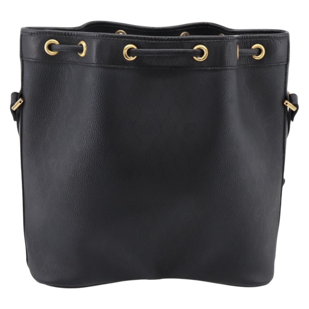 Christian Dior Honeycomb Canvas Shoulder Bag PVC Black Gold Auth ka6345