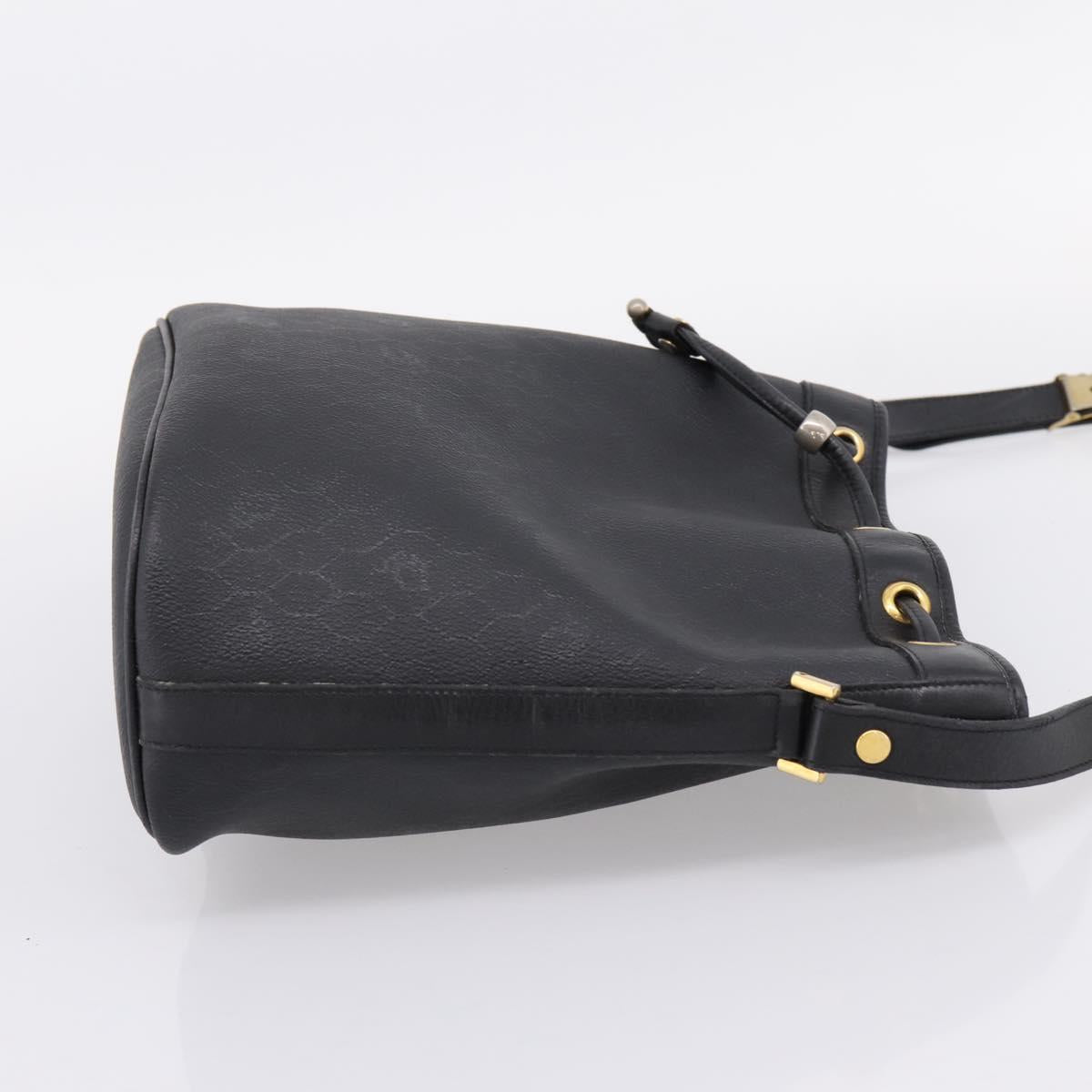 Christian Dior Honeycomb Canvas Shoulder Bag PVC Black Gold Auth ka6345