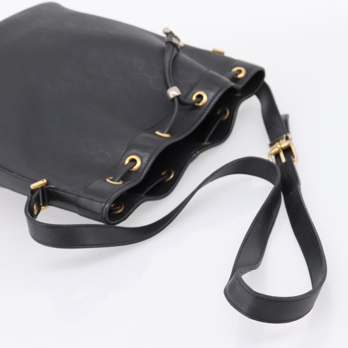 Christian Dior Honeycomb Canvas Shoulder Bag PVC Black Gold Auth ka6345