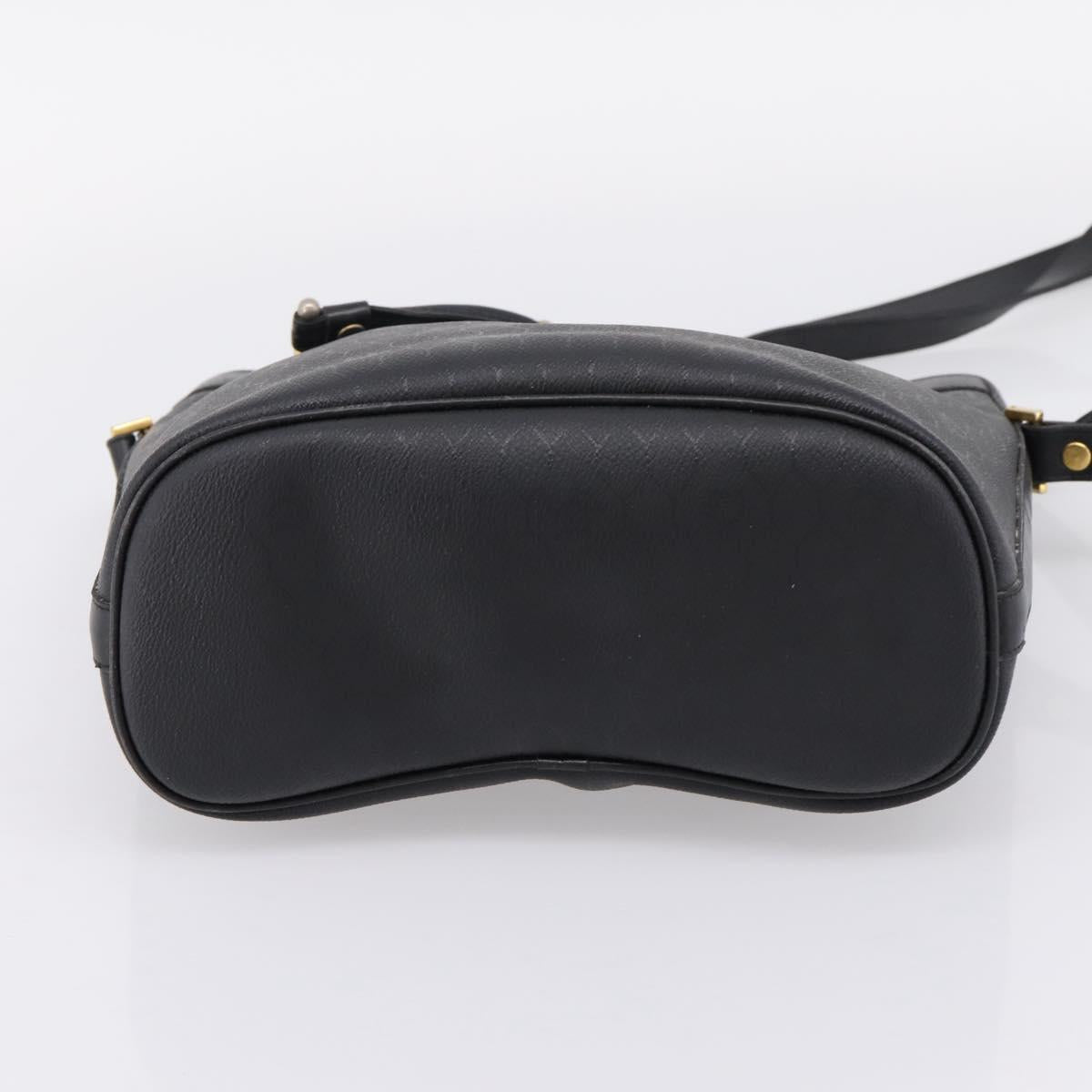 Christian Dior Honeycomb Canvas Shoulder Bag PVC Black Gold Auth ka6345