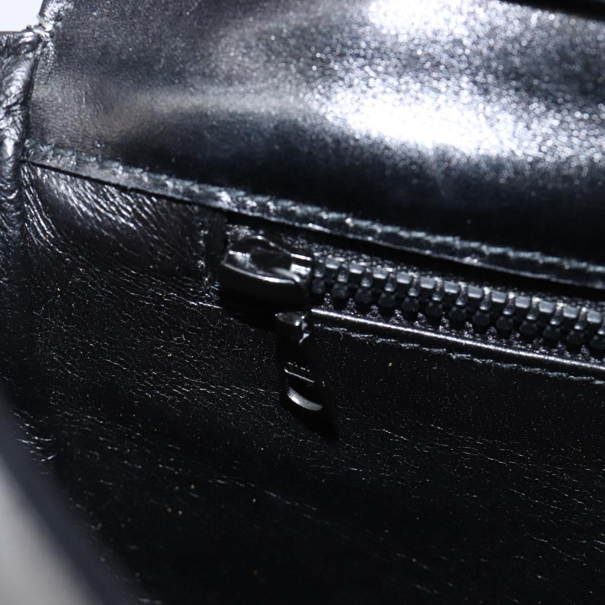 CELINE Chain Shoulder Bag Leather Black Gold Auth ka6346