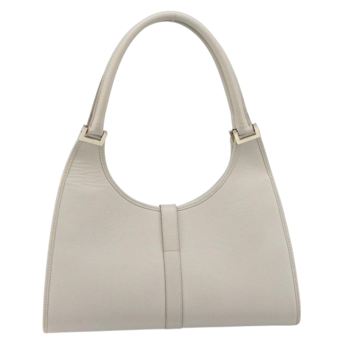 GUCCI Jackie Hand Bag Leather Beige Gold 002 1067 Auth ka6348