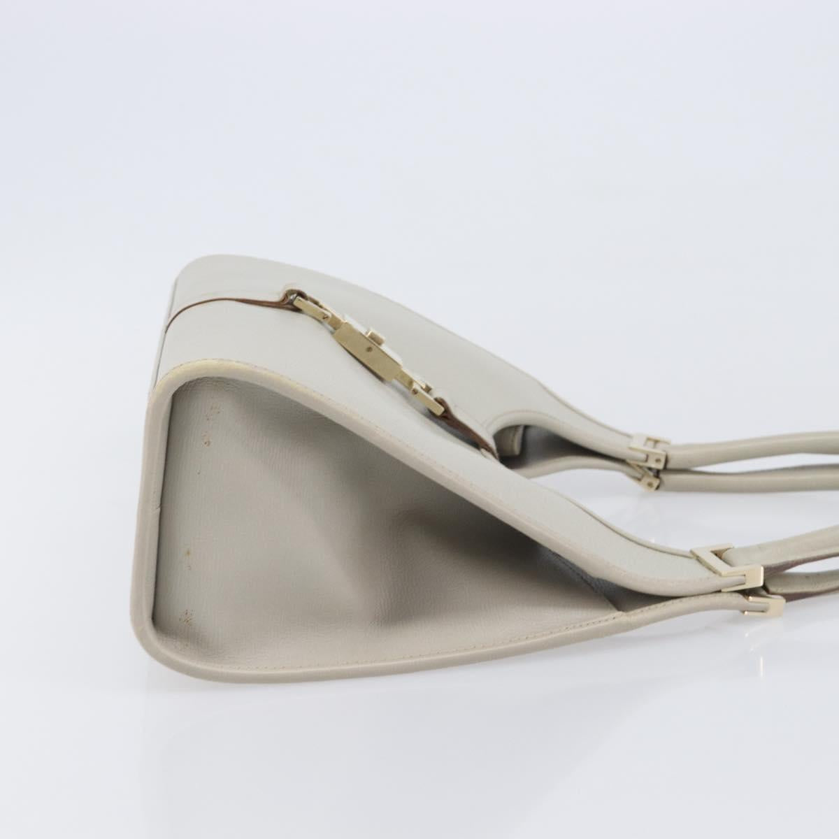 GUCCI Jackie Hand Bag Leather Beige Gold 002 1067 Auth ka6348