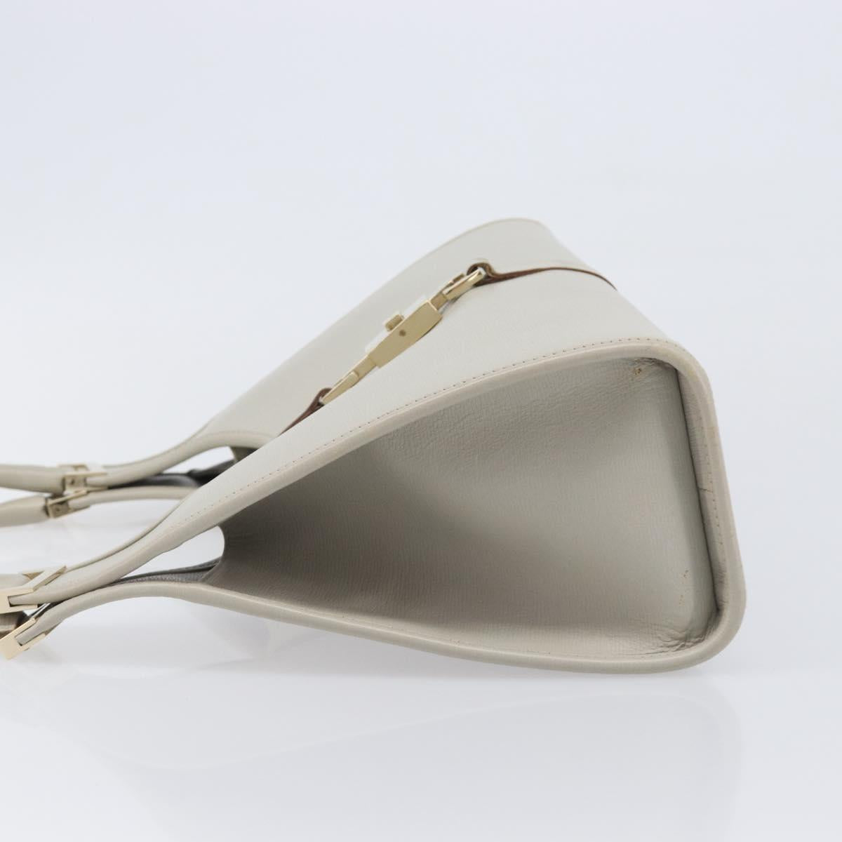 GUCCI Jackie Hand Bag Leather Beige Gold 002 1067 Auth ka6348