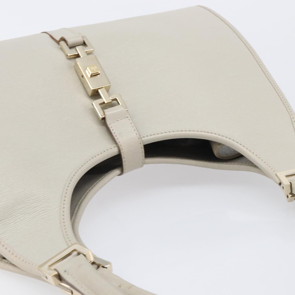 GUCCI Jackie Hand Bag Leather Beige Gold 002 1067 Auth ka6348