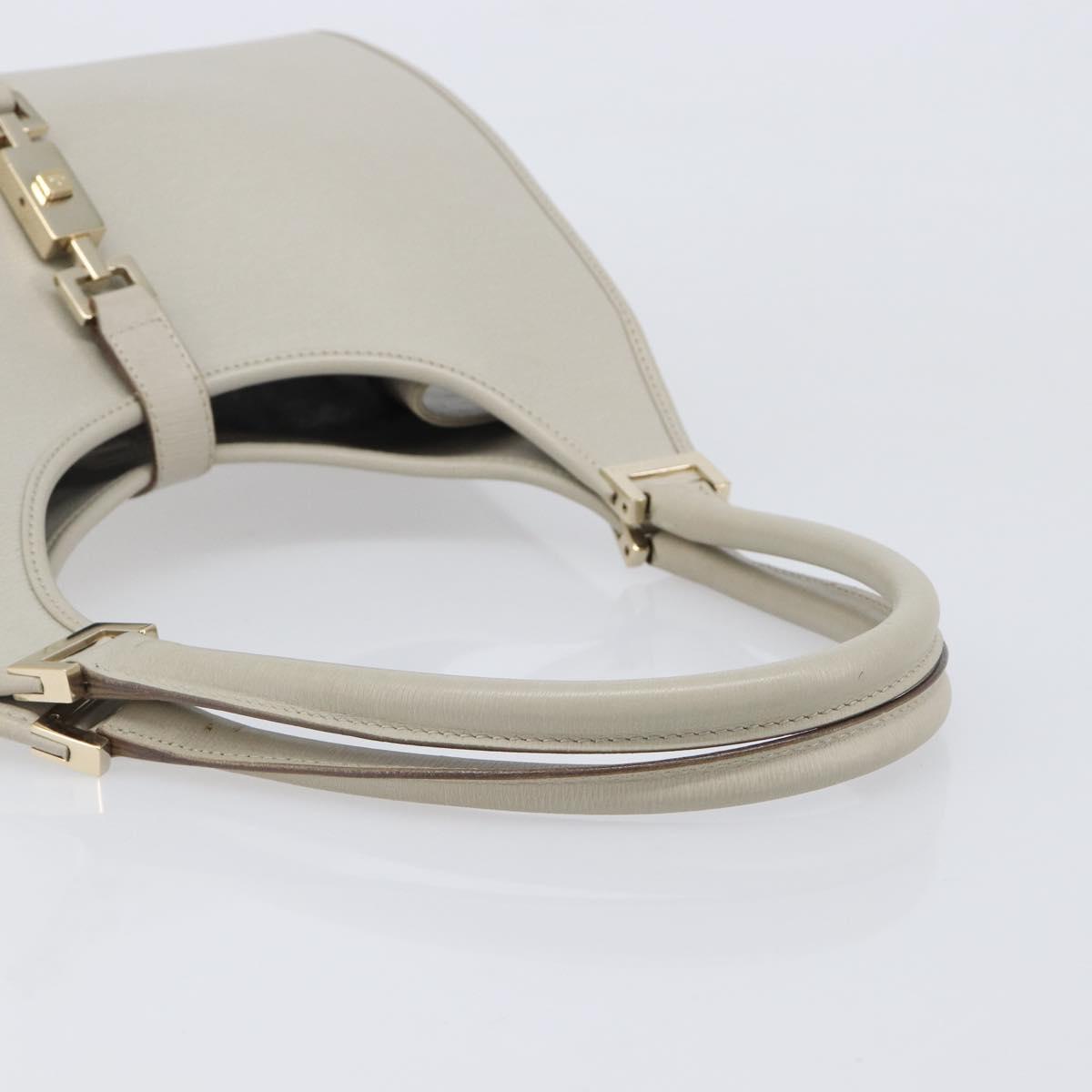 GUCCI Jackie Hand Bag Leather Beige Gold 002 1067 Auth ka6348