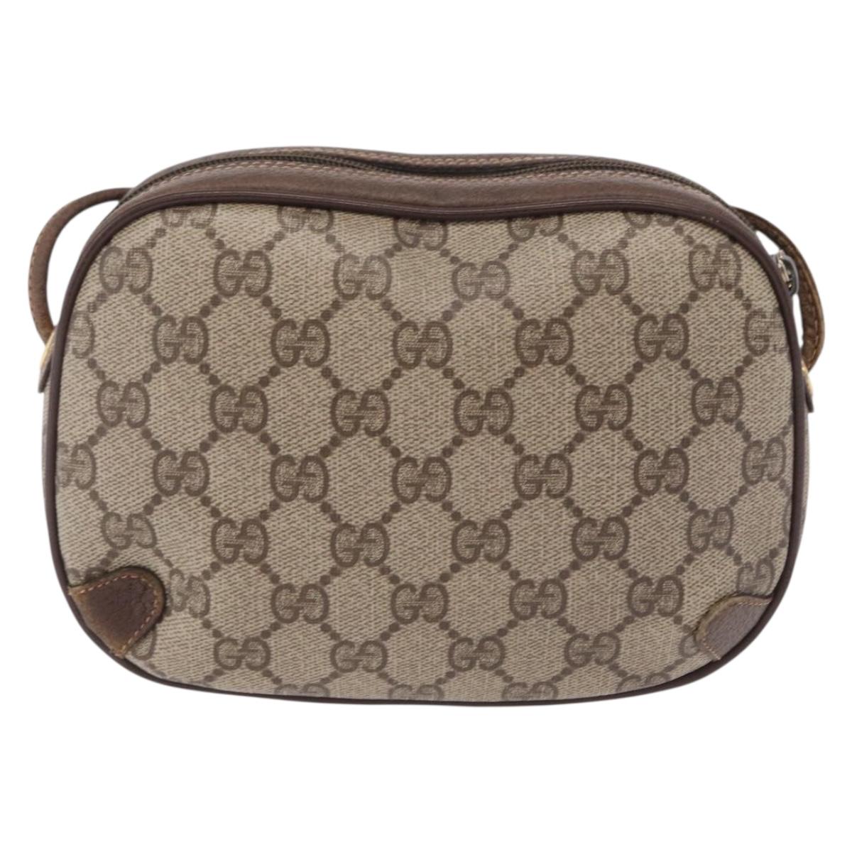 GUCCI GG Supreme Web Sherry Line Bag PVC Beige Gold 89 02 066 Auth ka6349